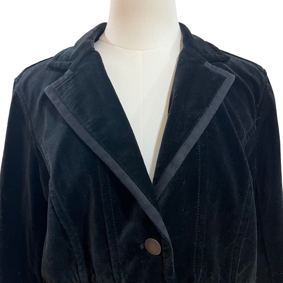 DKNY Black Velvet Cropped Jacket City Chic Y2K Dark Academia testicles Blazer M - Picture 11 of 11